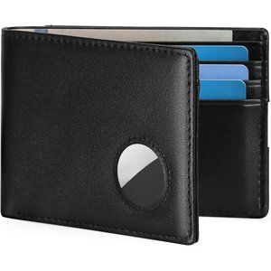 SENDEFN AirTag Wallet Genuine Leather Bifold Wallets for Men with RFID Blocking